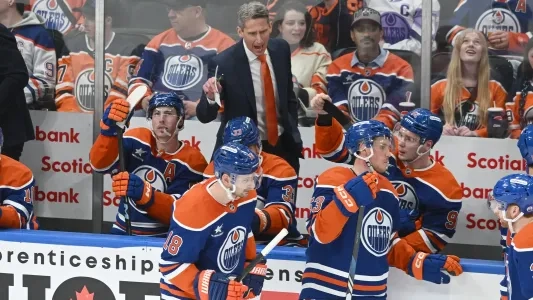 Edmonton Oilers coach Kris Knoblauch yells at his players