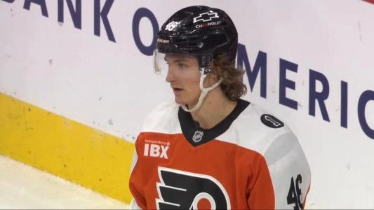 Philadelphia Flyers' Trevor Zegras during a hockey game