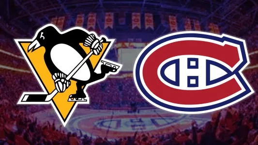 Pittsburgh Penguins logo (left) and Montreal Canadiens logo (right)