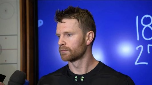 Pittsburgh Penguins' Brett Kulak speaks to reporters