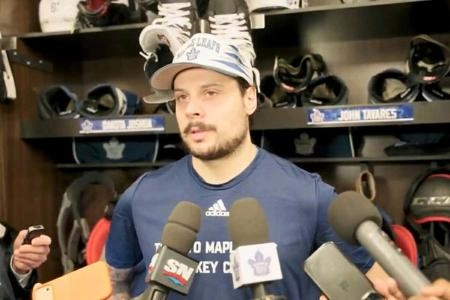 Maple Leafs captain Auston Matthews speaks to reporters after Thursday's 4-0 loss to the Washington Capitals.