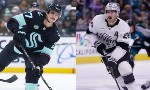 Columbus Blue Jackets forward Mason Marchment (left) and Montreal Canadiens center Phillip Danault.