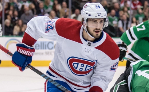 31 d&eacute;cembre 2018 ; Dallas, Texas, &Eacute;tats-Unis ; Phillip Danault (24), centre des Canadiens de Montr&eacute;al, patine contre les Stars de Dallas pendant la deuxi&egrave;me p&eacute;riode &agrave; l'American Airlines Center. Danault marque un but dans la premi&egrave;re p&eacute;riode.