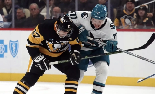 Macklin Celebrini and Sidney Crosby