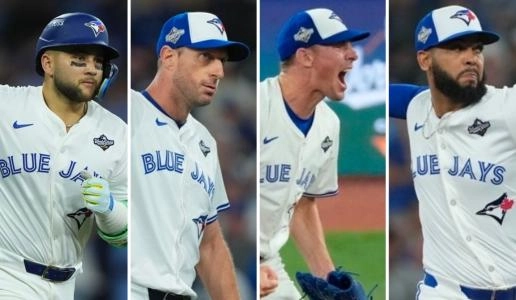 Toronto Blue Jays free agents Bo Bichette, Max Scherzer, Chris Bassitt, and Seranthony Dominguez.