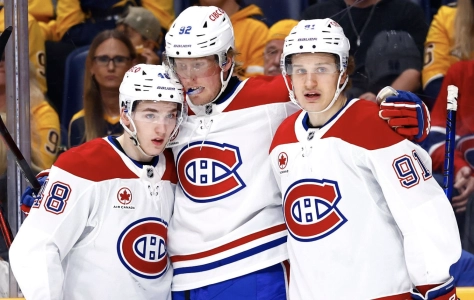 Lane Hutson, Patrik Laine et Oliver Kapanen