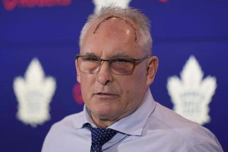 Jan 25, 2026; Toronto, Ontario, CAN; Toronto Maple Leafs head coach Craig Berube during the post game press conference following a loss to the Colorado Avalanche at Scotiabank Arena