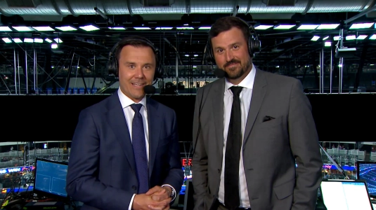 F&eacute;lix S&eacute;guin et Patrick Lalime de TVA Sports