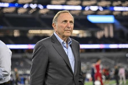 Nov 3, 2025; Arlington, Texas, USA; NHL commissioner Gary Bettman looks on before the game between the Dallas Cowboys and the Arizona Cardinals at ATT Stadium. Mandatory Credit: Jerome Miron-Imagn Images