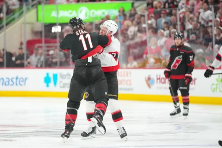 Brady Tkachuk explains why he challenged Jordan Staal to a fight seconds into the Stanley Cup Playoffs