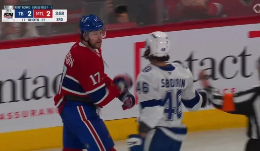 D�claration fumante de Josh Anderson qui d�truit Scott Sabourin du Lightning