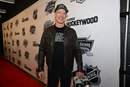 Feb 23, 2025; Los Angeles, CA, USA; Actor Former NHL player Mark Messier arrives at the red carpet for the Los Angeles Kings Celebrity Charity Game for LA Wildfire Relief at Crypto.com Arena.