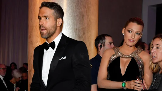 Jan 8, 2017; Beverly Hills, CA, USA; Ryan Reynolds and Blake Lively arrive at the International Ballroom for the start of the 74th Golden Globe Awards at Beverly Hilton.