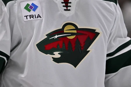 Sep 23, 2025; Dallas, Texas, USA; A view of the Minnesota Wild logo during the game between the Dallas Stars and the Minnesota Wild at American Airlines Center.