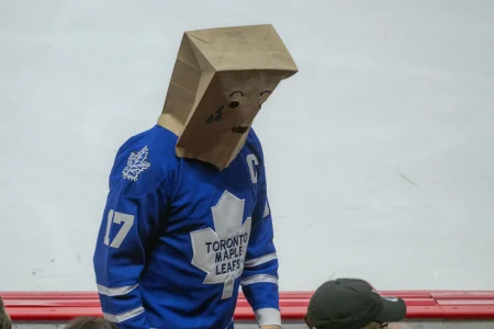 Apr 5, 2026; Ottawa, Ontario, CAN; A Toronto Maple Leafs fan attends the game between the Carolina Hurricanes and the Ottawa Senators at the Canadian Tire Centre.
