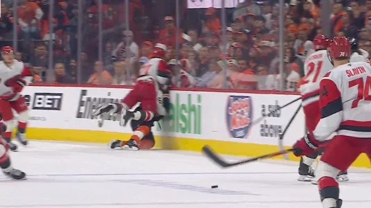 Taylor Hall hit on Travis Sanheim