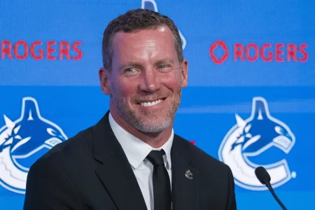 May 14, 2026; Vancouver, BC, Canada; The Vancouver Canucks named Ryan Johnson their new general manger during a press conference at Rogers Arena.