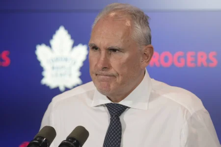 Mar 2, 2026; Toronto, Ontario, CAN; Toronto Maple Leafs head coach Craig Berube listens to a question from a reporter after a loss to the Philadelphia Flyers at Scotiabank Arena.