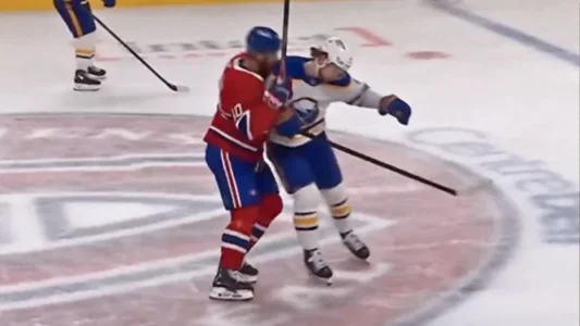 Bowen Byram hit on Joe Veleno