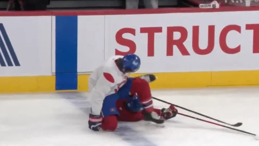 Brendan Gallagher Kaiden Guhle practice collision
