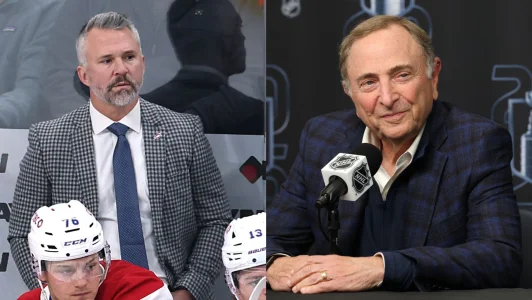 4 février 2026; Winnipeg (Manitoba), Canada; Martin St-Louis, entraîneur-chef des Canadiens de Montréal, lors de la première période du match contre les Jets de Winnipeg au Centre Canada Life.