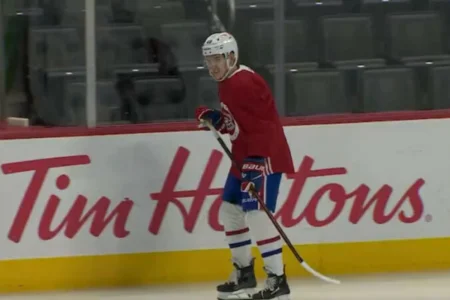 Nobody saw this coming from Lane Hutson at the Habs morning skate