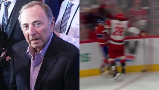 8 octobre 2025; Toronto (Ontario, Canada); Le commissaire de la LNH, Gary Bettman, sadresse aux médias avant un match entre les Canadiens de Montréal et les Maple Leafs de Toronto au Scotiabank Arena.