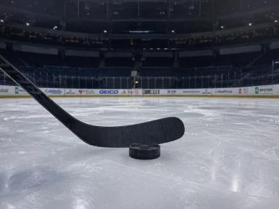Hockey stick and puck