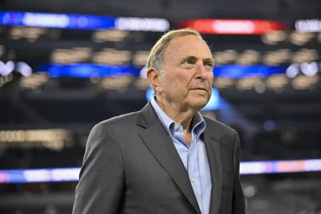 Nov 3, 2025; Arlington, Texas, USA; NHL commissioner Gary Bettman looks on before the game between the Dallas Cowboys and the Arizona Cardinals at ATT Stadium.
