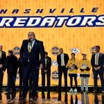 Jun 28, 2023; Nashville, Tennessee, USA; Nashville Predators incoming general manager Barry Trotz during round one of the 2023 NHL Draft at Bridgestone Arena.