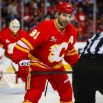 Feb 4, 2026; Calgary, Alberta, CAN; Calgary Flames center Nazem Kadri (91) against the Edmonton Oilers during the third period at Scotiabank Saddledome.