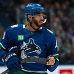 Jan 25, 2026; Vancouver, British Columbia, CAN; Vancouver Canucks forward Evander Kane (91) during a stop in play against the Pittsburgh Penguins in the second period at Rogers Arena.