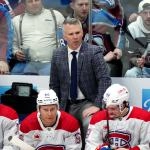 Mar 26, 2024; Denver, Colorado, USA; Montreal Canadiens head coach Martin St. Louis during the first period against the Colorado Avalanche at Ball Arena
