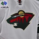 Sep 23, 2025; Dallas, Texas, USA; A view of the Minnesota Wild logo during the game between the Dallas Stars and the Minnesota Wild at American Airlines Center. Mandatory Credit: Jerome Miron-Imagn Images