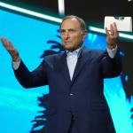 Jun 27, 2025; Los Angeles, California, USA; NHL commissioner Gary Bettman speaks during the first round of the 2025 NHL Draft at Peacock Theater.