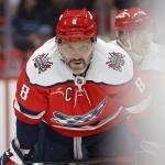 Mar 22, 2026; Washington, District of Columbia, USA; Washington Capitals left wing Alex Ovechkin (8) looks on during a face-off in the first period against the Colorado Avalanche at Capital One Arena