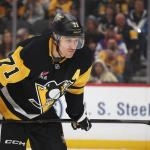 Mar 22, 2026; Pittsburgh, Pennsylvania, USA; Pittsburgh Penguins center Evgeni Malkin (71) looks on against the Carolina Hurricanes during the first period at PPG Paints Arena. Mandatory Credit: Charles LeClaire-Imagn Images