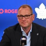 Jun 1, 2023; Toronto, Ontario, CANADA; Toronto Maple Leafs new general manager Brad Treliving is introduced at a press conference at Scotiabank Arena. Mandatory Credit: Dan Hamilton-Imagn Images