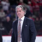 Jan 29, 2026; Montreal, Quebec, CAN; Colorado Avalanche head coach Jared Bednar leaves the ice after the defeat against the Montreal Canadiens at the Bell Centre.