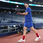 Apr 11, 2026; Toronto, Ontario, CAN; Toronto Blue Jays starting pitcher Max Scherzer (31) walks towards the dugout before a game against the Minnesota Twins at Rogers Centre.