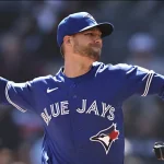 April 5, 2026; Chicago Illinois, USA; Toronto Blue Jays relief pitcher Austin Voth,  throwing a pitch at Guaranteed Rate Field.