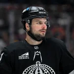 Apr 11, 2026; Los Angeles, California, USA; Los Angeles Kings center Scott Laughton (21) is seen on the ice during the third period against the Edmonton Oilers at Crypto.com Arena. Mandatory Credit: Griffin Hooper-Imagn Images