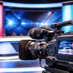 News room broadcasting camera