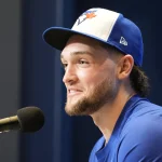 Oct 23, 2025; Toronto, ON, Canada; Toronto Blue Jays starting pitcher Trey Yesavage (39) during media day before game 1 of the World Series at Rogers Centre. Mandatory Credit: John E. Sokolowski-Imagn Images