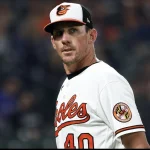 Mar 30, 2026; Baltimore, Maryland, USA; Baltimore Orioles pitcher Chris Bassitt (40) looks on during the fifth inning against the Texas Rangers at Oriole Park at Camden Yards. Mandatory Credit: Daniel Kucin Jr.-Imagn Images