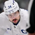 Dec 21, 2025; Dallas, Texas, USA; Toronto Maple Leafs center Auston Matthews (34) looks on during the game at the American Airlines Center. Mandatory Credit: Jerome Miron-Imagn Images