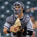 Oct 22, 2022; Phoenix, Arizona, USA; Chicago White Sox catcher Adam Hackenberg plays for the Glendale Desert Dogs during an Arizona Fall League baseball game at Phoenix Municipal Stadium. Mandatory Credit: Mark J. Rebilas-Imagn Images