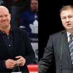 Nov 19, 2023; Stockholm, SWE; Mats Sundin during a Global Series NHL hockey game between the Toronto Maple Leafs and the Minnesota Wild at Avicii Arena. Mandatory Credit: Per Haljestam-Imagn ImagesDec 11, 2010; Vancouver, British Columbia, CANADA; Mike Gillis gives a speech as the Vancouver Canucks host Markus Naslund night to retire his jersey at Rogers Arena. Mandatory Credit: Anne-Marie Sorvin-Imagn Images