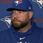 Toronto Blue Jays manager John Schneider addressing the media in a postgame presser.