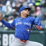 Apr 4, 2026; Chicago, Illinois, USA; Toronto Blue Jays relief pitcher Lazaro Estrada (60) delivers a pitch against the Chicago White Sox during the fourth inning at Rate Field. Mandatory Credit: Kamil Krzaczynski-Imagn Images